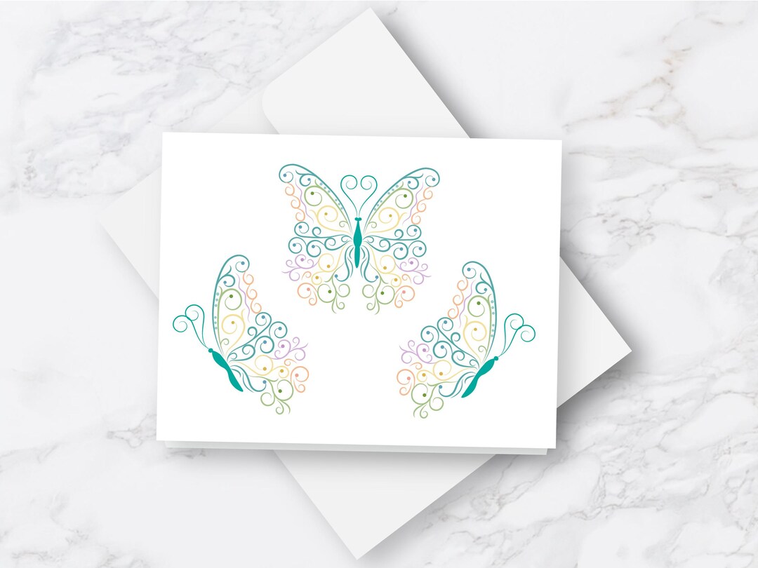 Cottagecore Butterfly Folded Note Card; Set of 6 or Single Card With ...