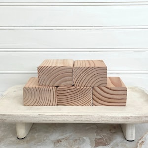 Natural wood blanks, 5 Wood block blanks, Wooden blocks for DIY crafts, Unfinished chunky wood