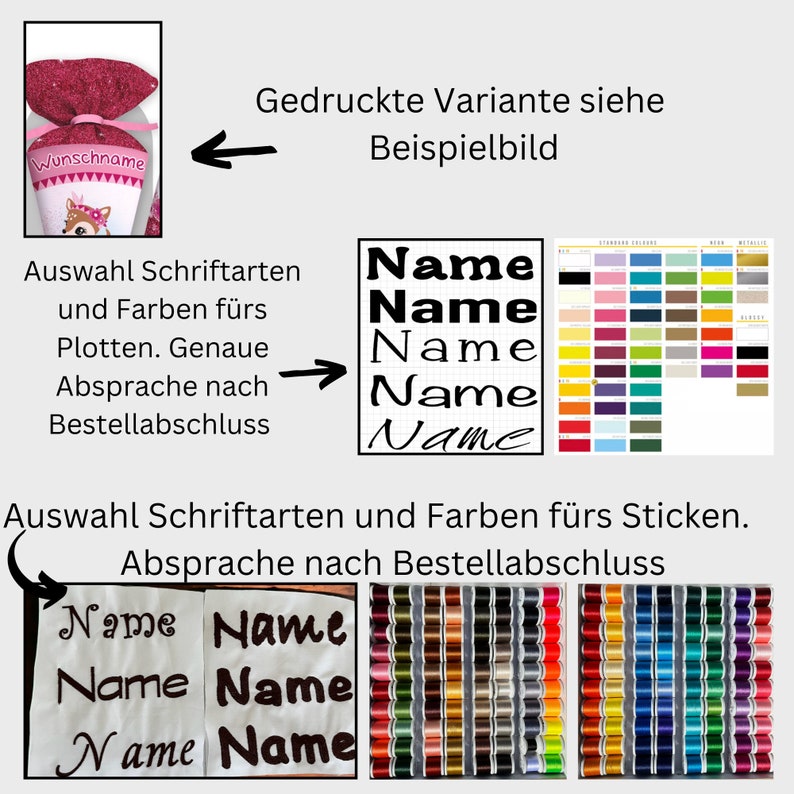 Schultüte Rehkitz / Zuckertüte personalisiert / Bambi Schulkind 2024 / Stofftüte mit Name/ mit passendem Kissen/ Beckmann Forest Deer Bild 10