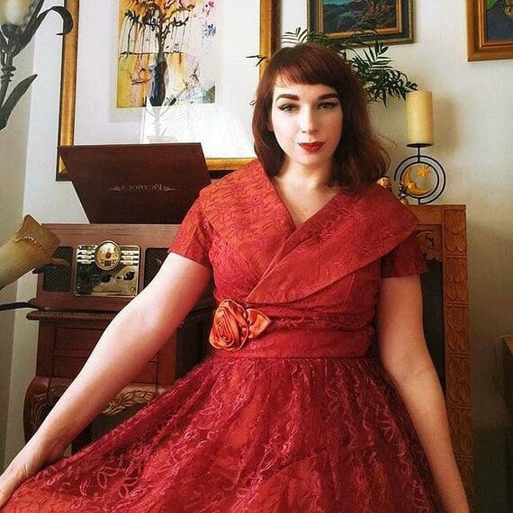 Vintage 50s Lace Party Dress