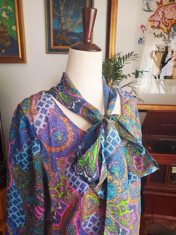 Vintage 60s Does 20s Paisley Drop Waist Dress