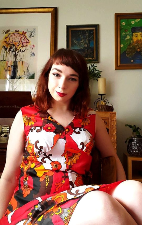 Vintage 60s Psychedelic Print Mini Dress