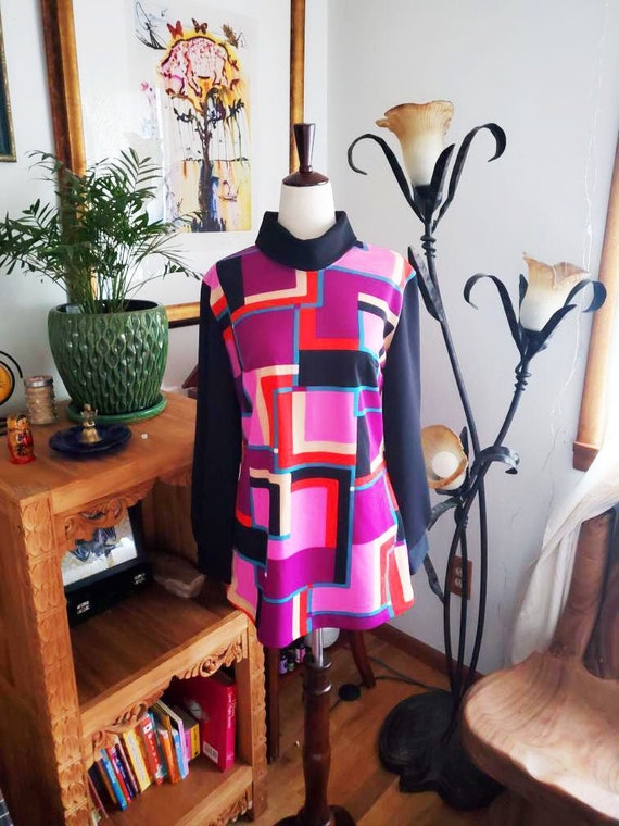 Vintage 60s Colorblock Tunic/Micro Mini