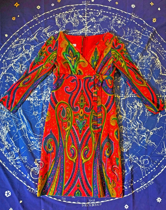 Joseph Magnin Paisley Faux Wrap Dress M
