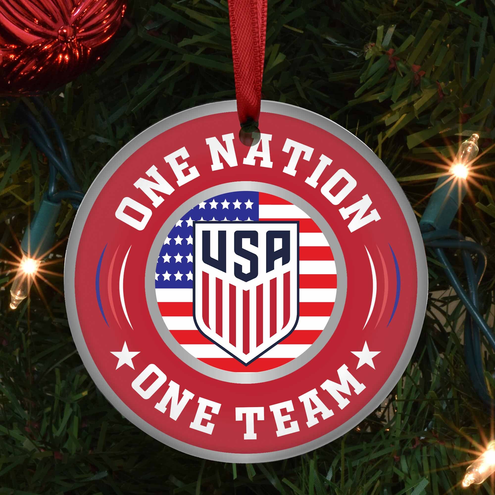 USA World Cup 2022 Christmas Ornament, Qatar World Cup Christmas Ornament