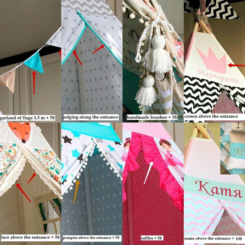 Custom tepee tent for kid Personalized children play house tent