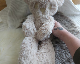 Big Teddy Bear - nez de coeur en peluche minky beige shaggy