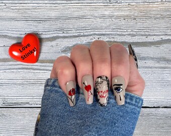 Sassy Anti-Valentine's Day Press On Nails