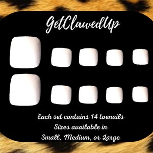 White Toenails, Solid color toenails, Summer Toenails, Toe Nails