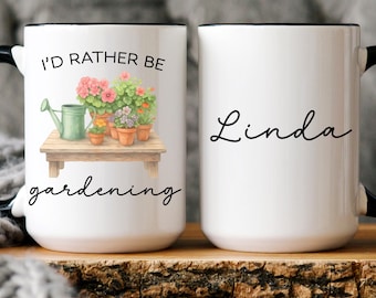 Personalized Gardening Mug, Custom Name Coffee Cup Gift for Gardeners & Garden Lovers