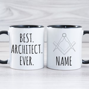 Architect Gift for Men or Women, Personalized Best Architect Ever Mug, Funny Architecture Mug for Graduation, Coworker, Retirement