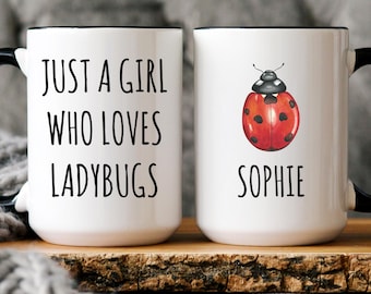 Personalized Ladybug Mug – Custom Name Ladybug Lover Gift for Women
