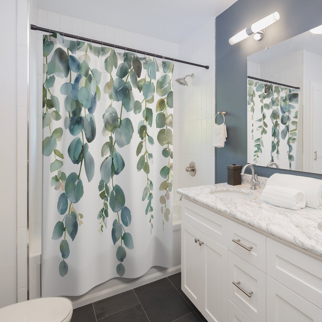 Shower Curtains Green Tropical Plants Bathroom Polyester