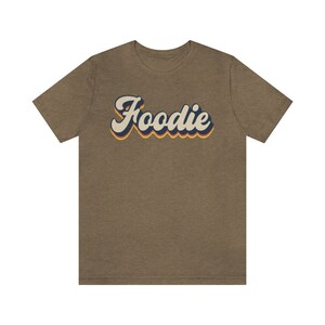 Camiseta de comida, escritura retro, estilo vintage Heather Olive