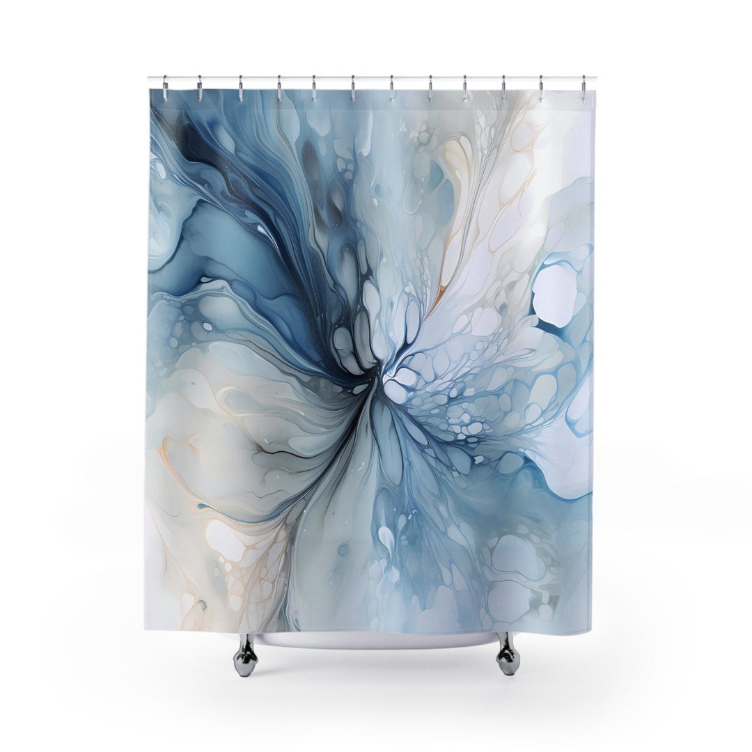 Abstract Blue Grey Shower Curtain Etsy