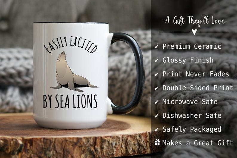 Sea Lion Mug, Funny Gift for Sea Lion Lover image 8