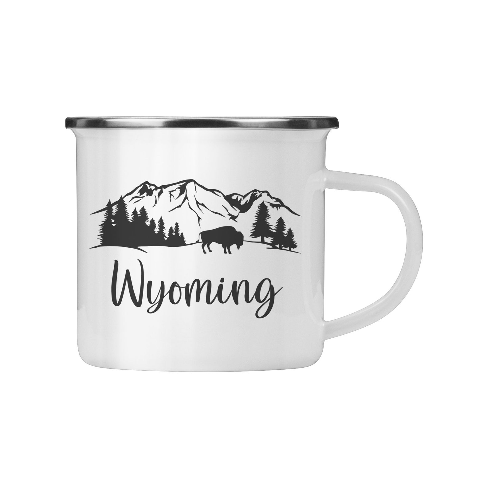 Wyoming Enamel Mug Wyoming Camp Mug Wyoming Camping Mug Etsy
