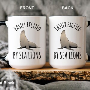 Sea Lion Mug, Funny Gift for Sea Lion Lover 15oz white w/black