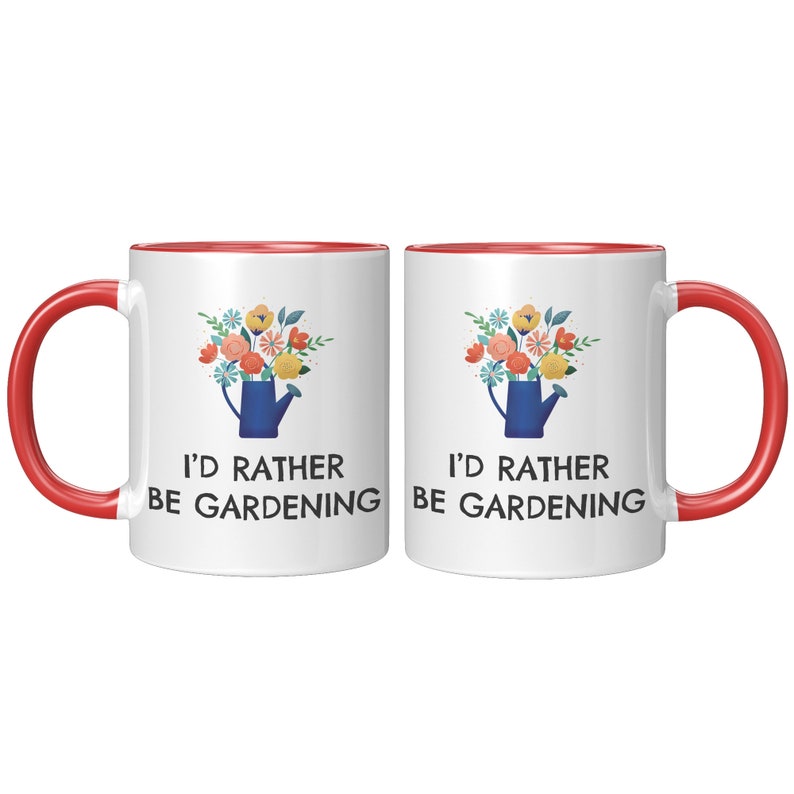 Mug de jardinage, Cadeau damoureux du jardin, Je préférerais être jardinage, Cadeau de jardinage, Cadeau pour jardinier, Mug de café de jardinage, Mug de jardinier 11 oz white w/red