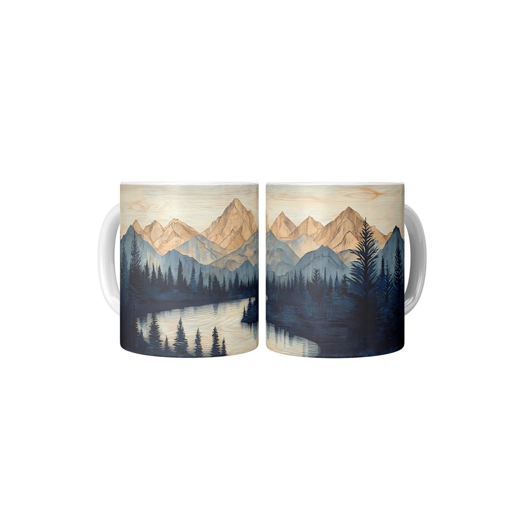 Mountains Coffee Mug, Nature Scene, Rustic Cabin Decor - Etsy