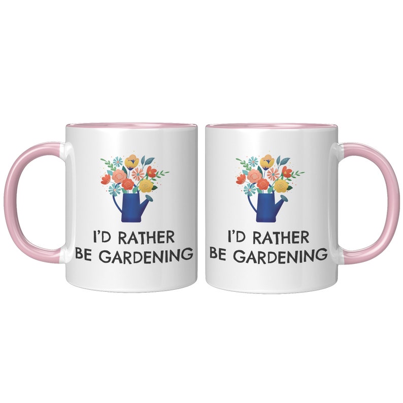 Mug de jardinage, Cadeau damoureux du jardin, Je préférerais être jardinage, Cadeau de jardinage, Cadeau pour jardinier, Mug de café de jardinage, Mug de jardinier 11 oz white w/pink