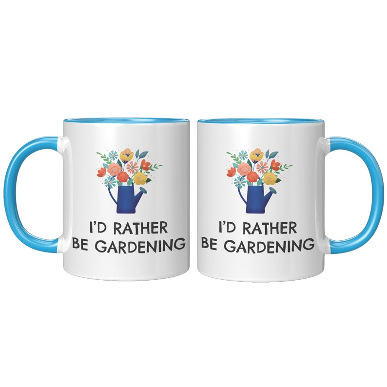 Mug de jardinage, Cadeau damoureux du jardin, Je préférerais être jardinage, Cadeau de jardinage, Cadeau pour jardinier, Mug de café de jardinage, Mug de jardinier 11 oz white w/blue