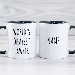 Funny Lawyer Gift, Personalized World&#39;s Okayest Lawyer Mug, Attorney Coffee Cup, Law School Graduation Present