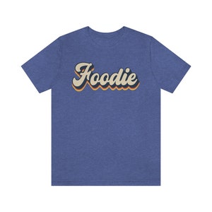 Camiseta de comida, escritura retro, estilo vintage Heather True Royal