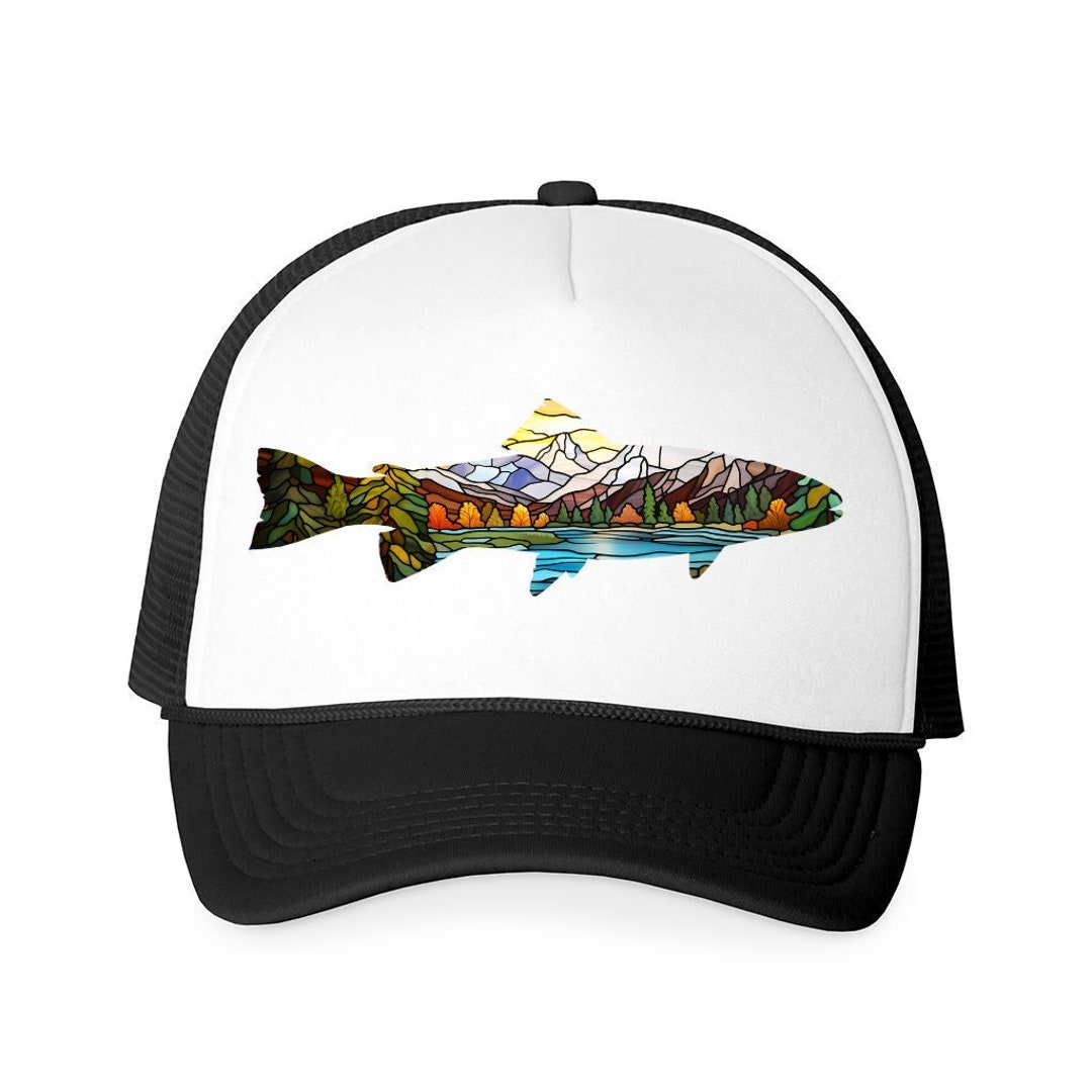 Fish Trout Mountains Hat, Fishing Hats, Fly Fishing Hat, Fishing Gifts
