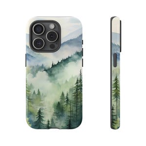 Mountain Forest Phone Case, Foggy Pine Landscape Design for iPhone and Samsung