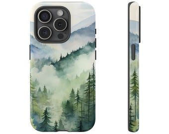 Mountain Forest Phone Case, Foggy Pine Landscape Design for iPhone and Samsung