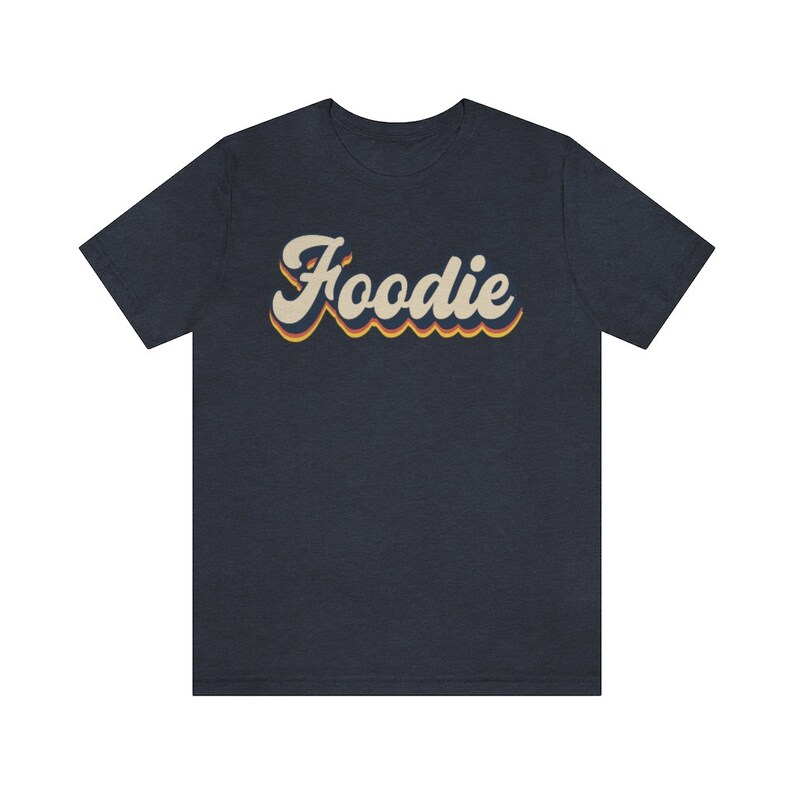 Camiseta de comida, escritura retro, estilo vintage Heather Navy