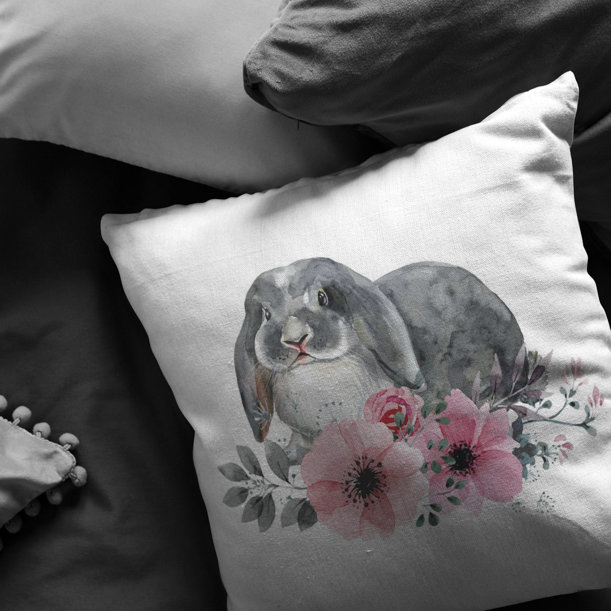 Rabbit Pillow Rabbit Throw Pillow Rabbit Pillowcase Rabbit Etsy