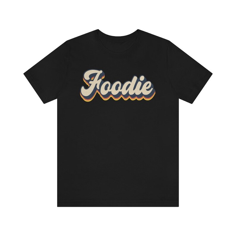 Camiseta de comida, escritura retro, estilo vintage Black
