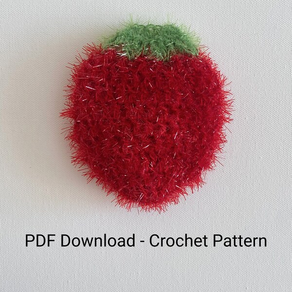 Crochet Pattern Strawberry Scrubby, PDF Download, Double Layer Crochet Scrubby, Kitchen Scrubby, Pot Scrubber, DIY, Reusable, Eco-Friendly