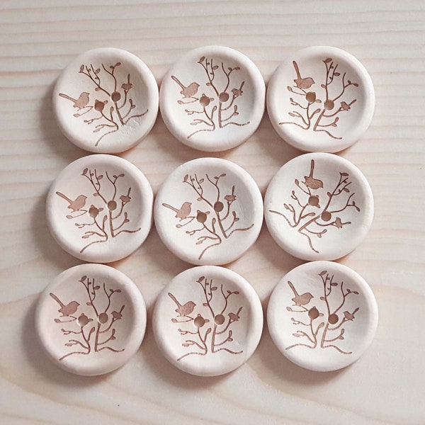 AvoDesigns SERENITY GARDEN / 15mm 30mm / Wooden Buttons / Unvarnished Buttons / Sewing Buttons