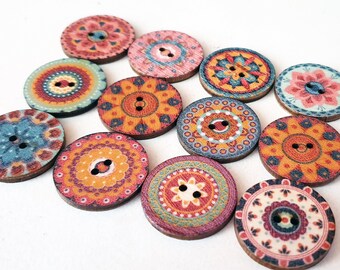 GARDEN / 20-25mm / Wooden Buttons / Sewing Buttons