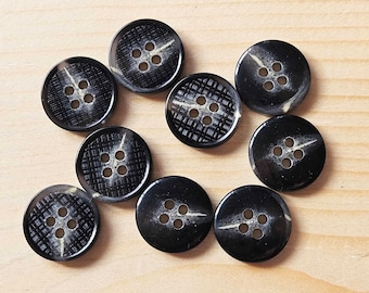 BLACK STORM / 15mm - 6 bottoni / Bottoni in resina / Bottoni da cucire