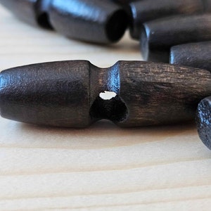 WOODEN TOGGLE Dark Brown / 35-50mm / Wooden Single Hole Toggle Buttons / Sewing Buttons