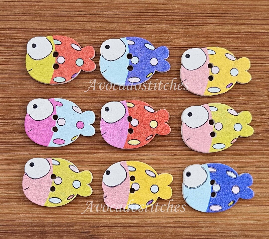 FISH / 21*14mm / Wooden Buttons / Sewing Buttons - Etsy