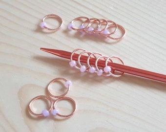 PEARL PINK PURPLE (Rose Gold) Stitch Markers / 10 pcs / Snag Free Stitch Markers / O Ring Stitch Markers / Notions