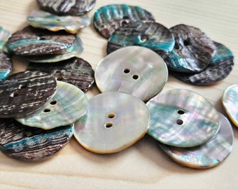 2-HOLE ABALONE Seashell Buttons / 10-25mm / MOP Shell Buttons / Sewing Buttons