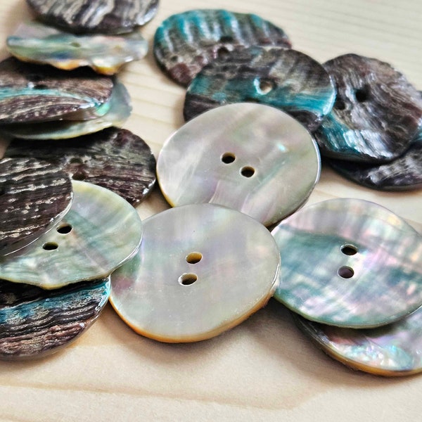 2-HOLE ABALONE Seashell Buttons / 10-25mm / MOP Shell Buttons / Sewing Buttons