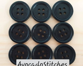 4-HOLE BLACK / 10-35mm / Wooden Buttons / Sewing Buttons