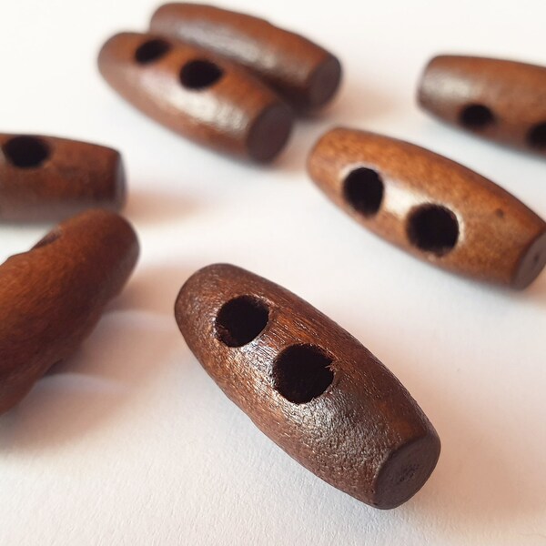 WOODEN TOGGLE WALNUT Brown / 20-30mm / Wooden Toggle Buttons / Sewing Buttons