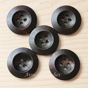 WEDGE EDGE Dark Brown / 11.5-25mm / Set of 10 buttons / Wooden Buttons / Sewing Buttons