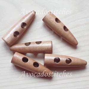 WOODEN TOGGLE Light Coffee Brown (Horn-shaped) / 35-53mm / Wooden Toggle Buttons / Sewing Buttons
