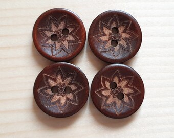 AvoDesigns MANDALA STARFLOWER / 20mm / Wooden Buttons / Sewing Buttons