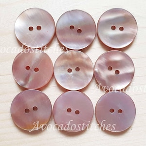 2-Hole PEARL PINK Seashell Buttons / 10-25mm / Set of 6 buttons / MOP Shell Buttons / Sewing Buttons