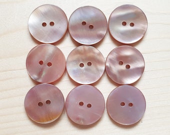 2-Hole PEARL PINK Seashell Buttons / 10-25mm / Set of 6 buttons / MOP Shell Buttons / Sewing Buttons